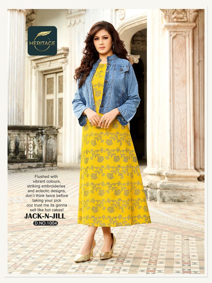 Heritage Jack N Jill Fancy Party Wear Rayon Printed Long Kurti Collection