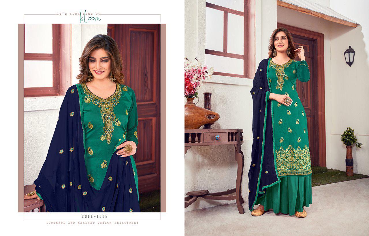 Rinaaz 1001 Series Latest Heavy Embroidery Sequence Work Georgette Designer Suits With Diamond Work Embroidery Lace Patti Dupatta