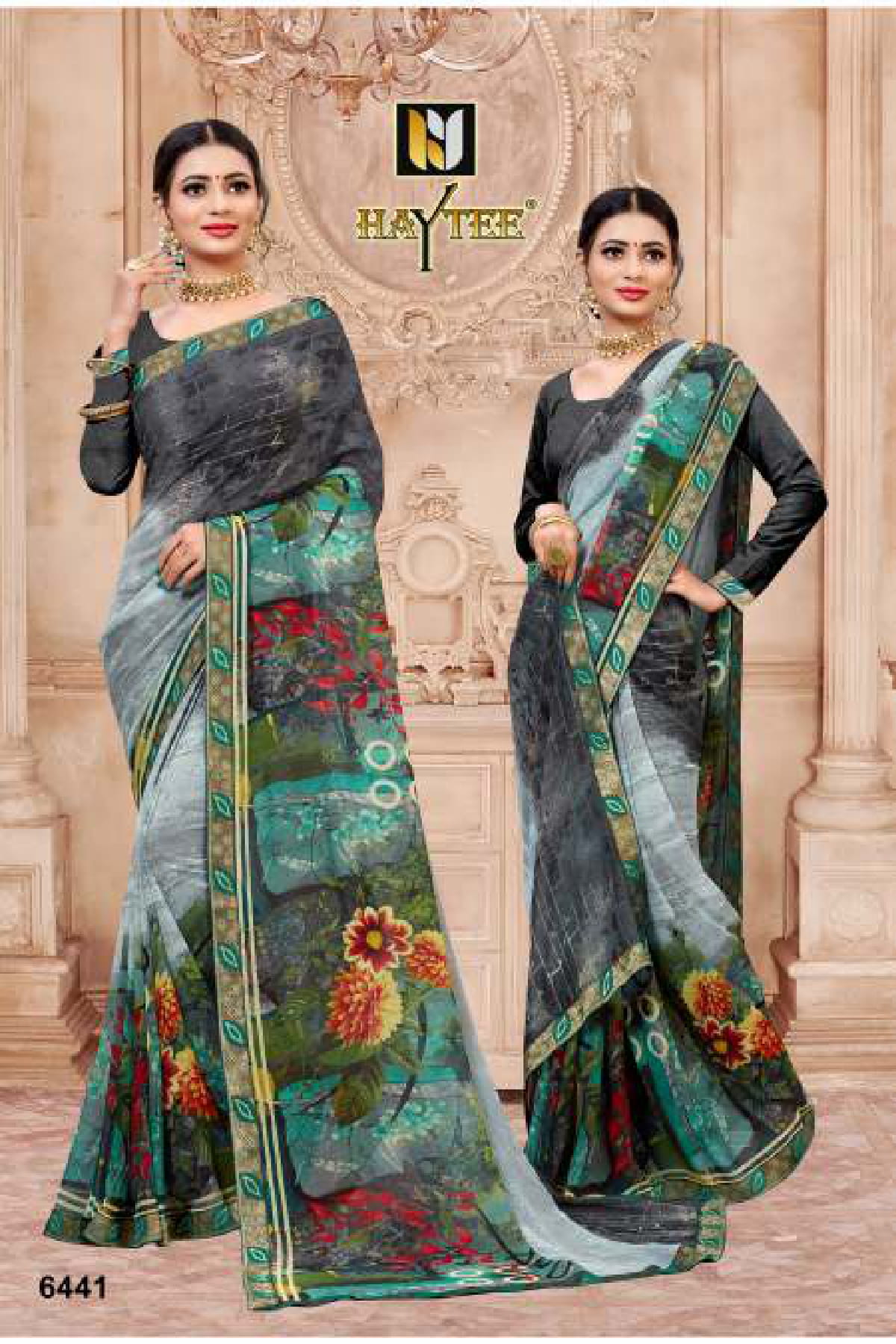 Haytee Seosons Designer Daily Wear Weightless georgette Printed Sarees Collection