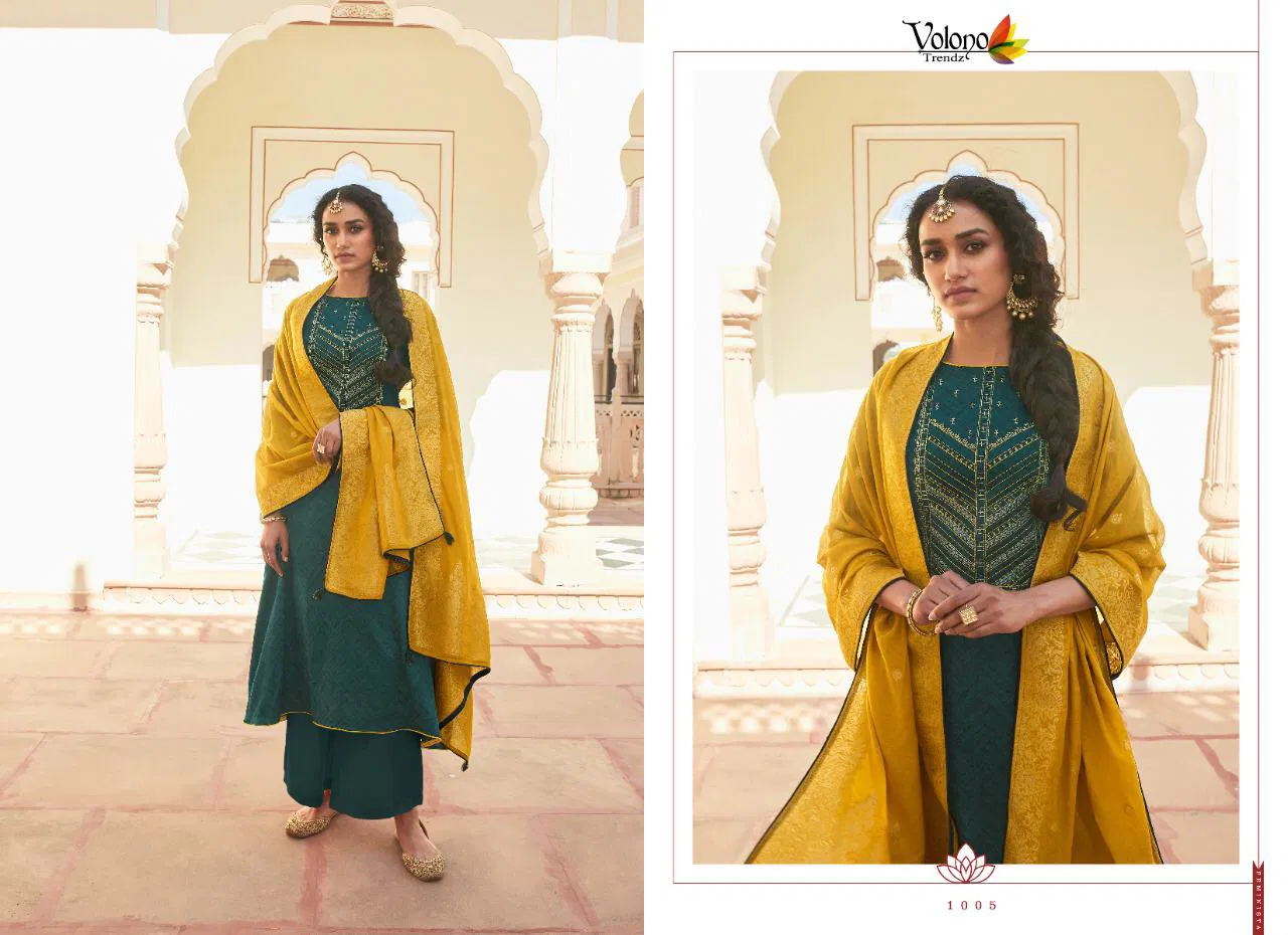 Volono Miza 1 Latest Fancy Designer Festive Wear Pure Jam cotton Print With Heavy Self Embroider Exclusive Designer Dress Material
