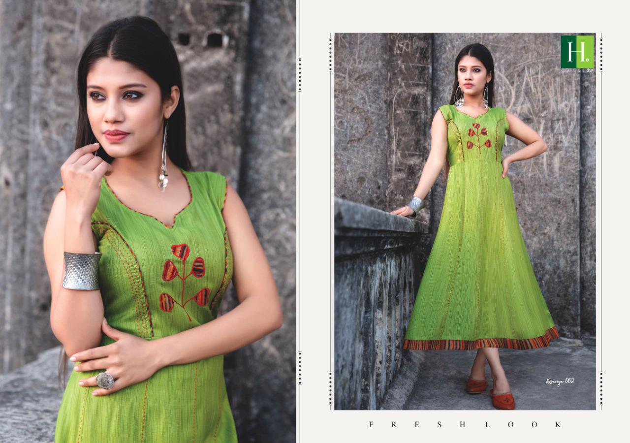Hirwa Kesariya 3 Latest Designer Stylish heavy Rayon Embroidery Work Kurti Collection 