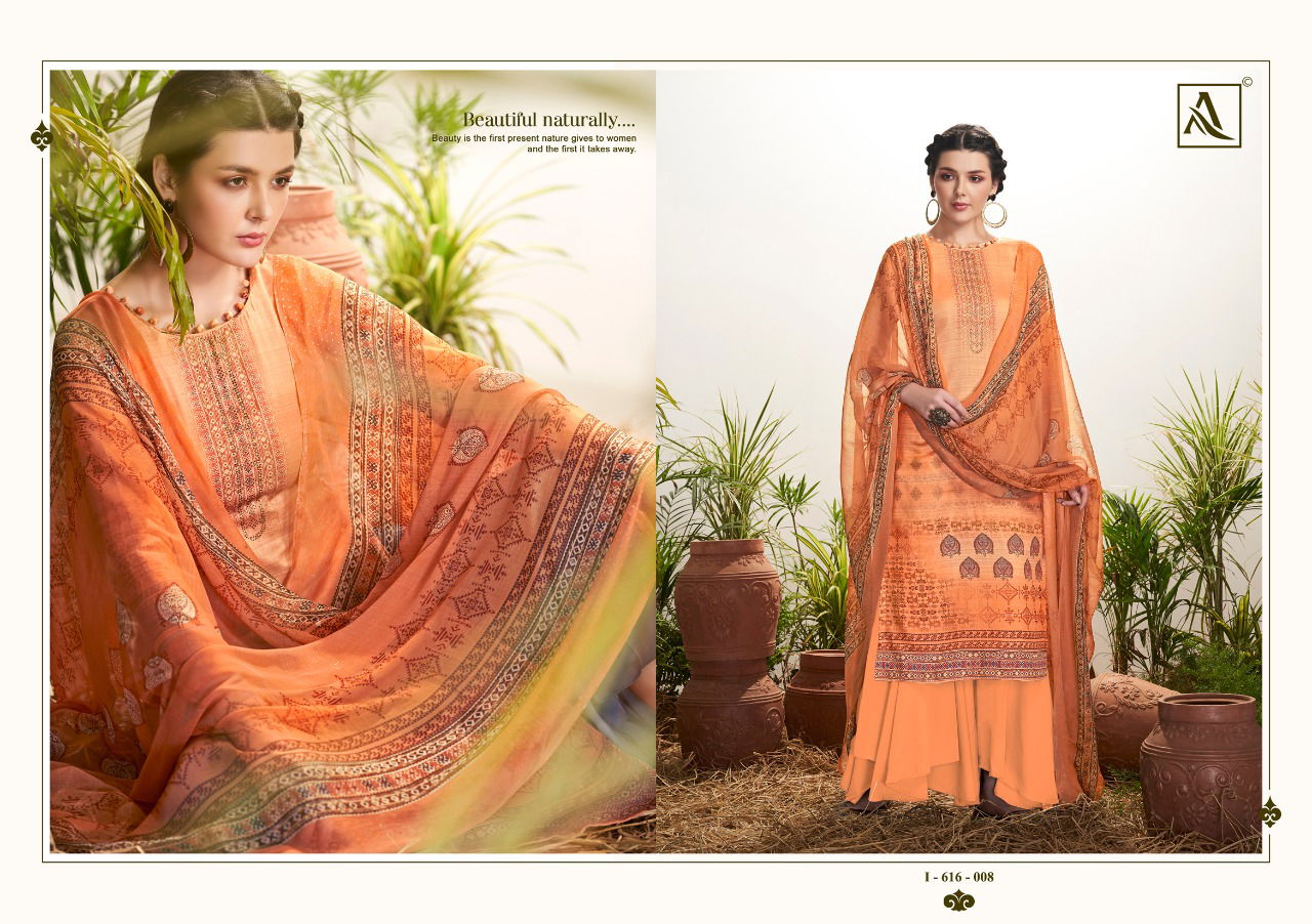 Alok Kiara Latest Fancy Casual Pure Zam Silk Digital Print with Swarovski Work Designer Dress Material Collection
