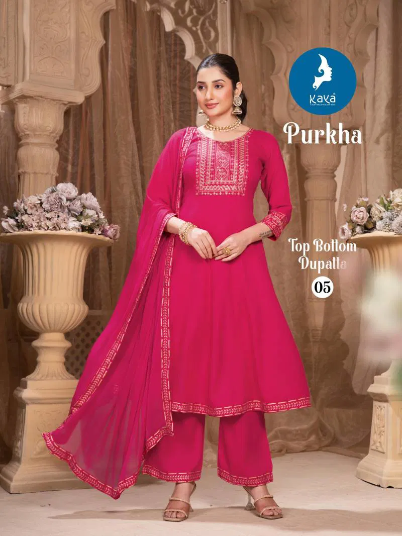 Purkha By Kaya Rayon Kurti Pant With Dupatta Wholesalers In Delhi