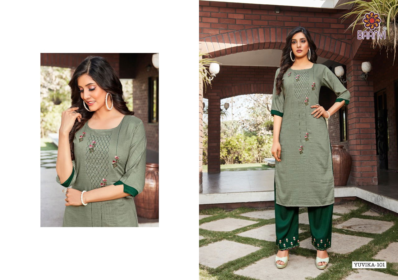 Baanvi Yuvika 1 Silk Linning With Work Ethnic Wear Kurtis With Bottom Collection
