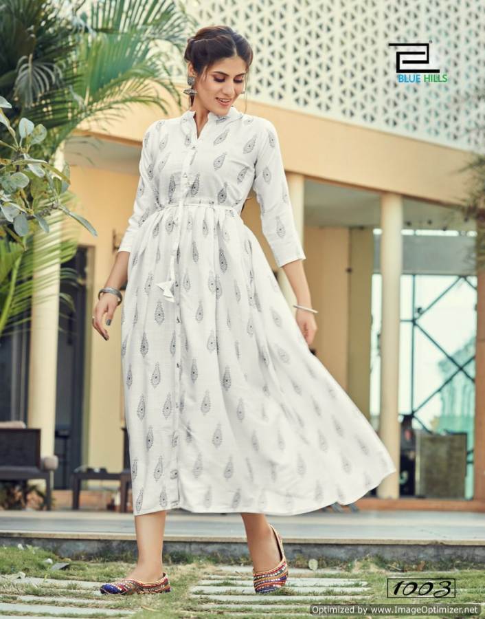 Blue Hills Belt 1 Designer Party Wear Rayon Long Anarkali Kurti Collection