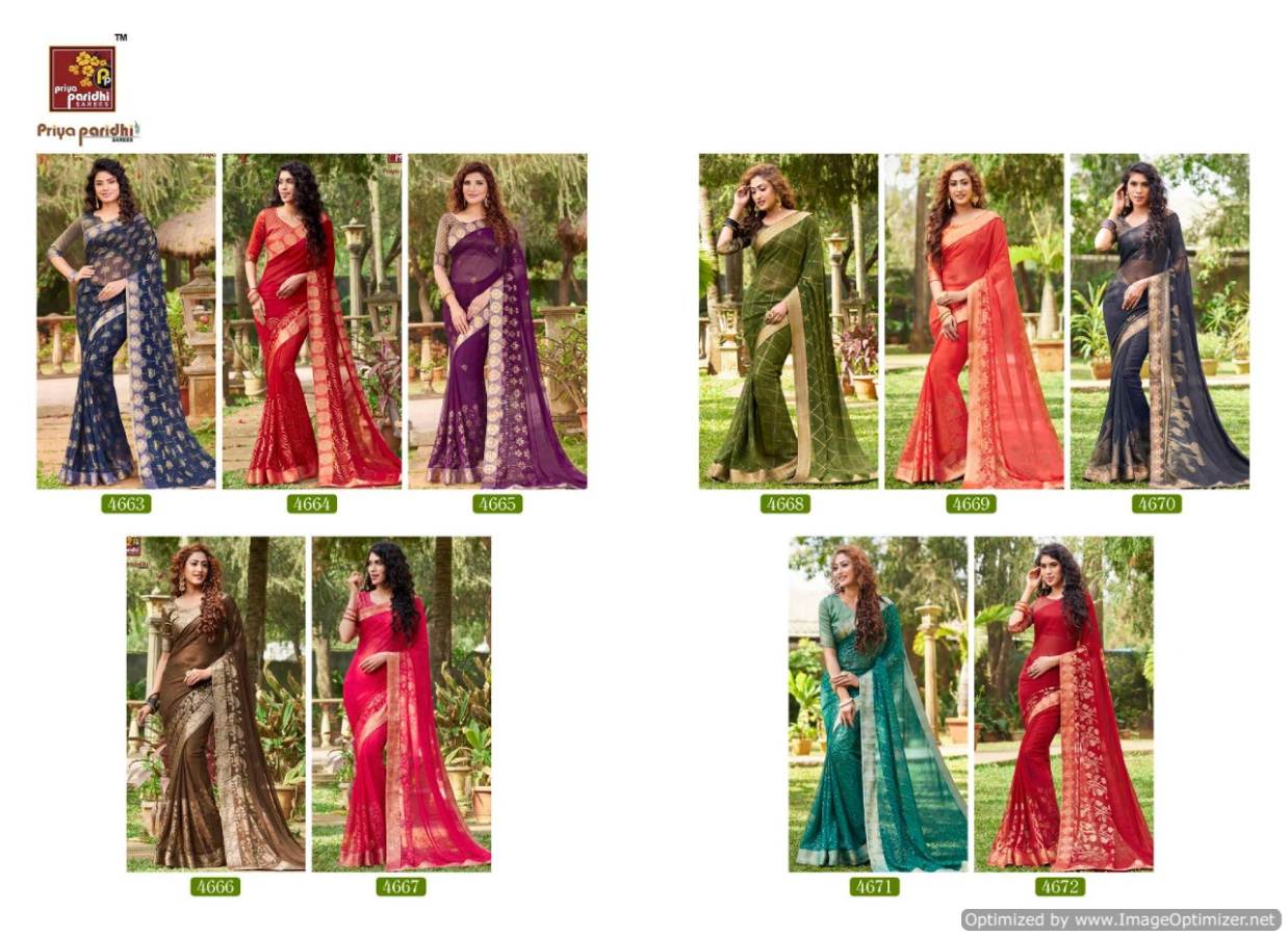 Priya Paridhi Libaas Vol 4 Latest Party Wear Designer Foil Print With Lace Border Saree collection 