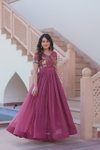 KA 1170 Silver Crunchy mbroidered Koti Designer Gown Orders In India
