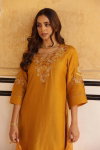 Naisha K 137 Russian Silk Embroidered Kurti Bottom With Dupatta Suppliers In India