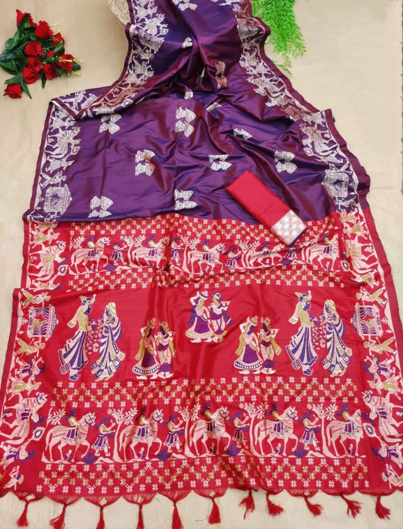 Kc 321 Festive Wear Printed Raw Silk Saree Online Wholesale