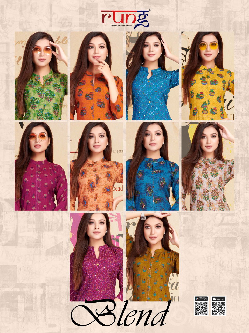 Rung Blend Latest Designer Printed Casual Wear Kurtis Collection 