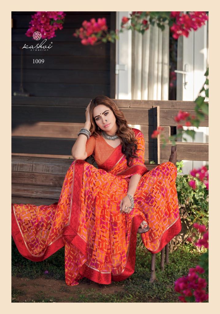 Kashvi Kaya New Casual Daily Wear Georgette Printed Saree Collection
