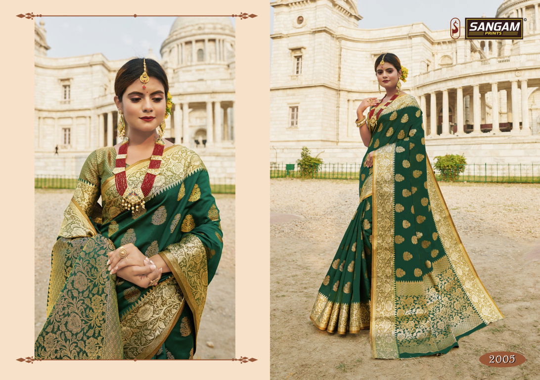 SANGAM RED STONE Latest Fancy Designer Festive Wear Heavy Silk Saree Collection