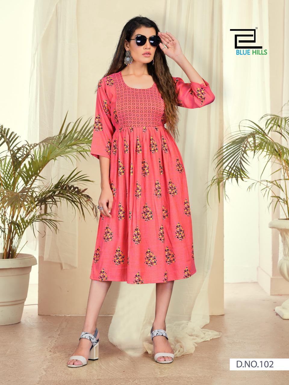 Blue Hills Good New 6 Designer Ethnic Wear Rayon Printed Long Kurtis Collection
