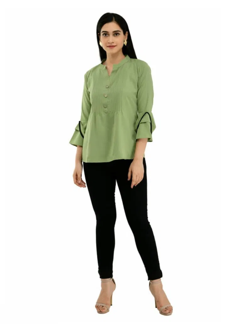 Western Top 1 Latest Regular Wear Fancy Western Ladies Crepe Silk Top Collection