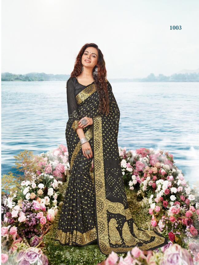 Rajyog Chunari Silk Heavy Bandhani Printed Latest Designer pure viscose with finish blouse Wedding Wear Collection