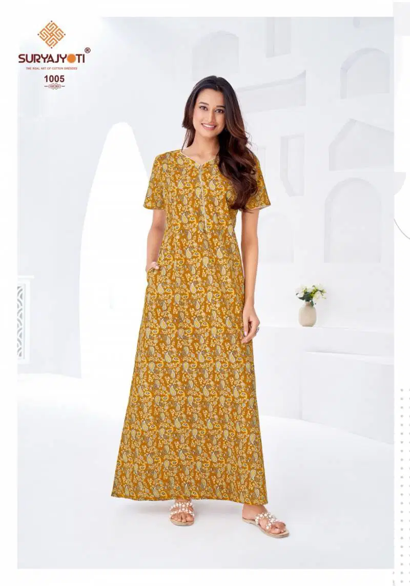 Pearl Vol 1 By Suryajyoti Cotton Printed Nighty Gown Wholesale Market In Surat