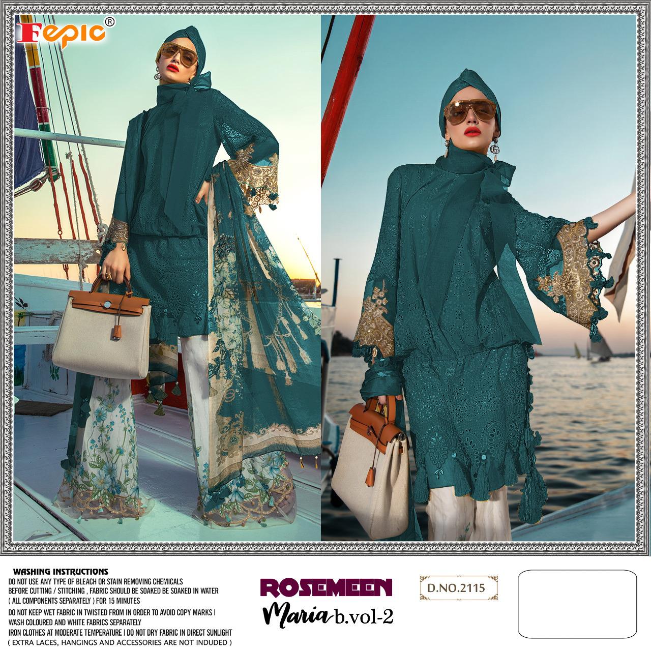 Fepic Rosemeen Maria B 2 Latest Designer Festive Wear Heavy Rayon Printed With Embroidery Patches Pakistani Salwar Suits Collection
