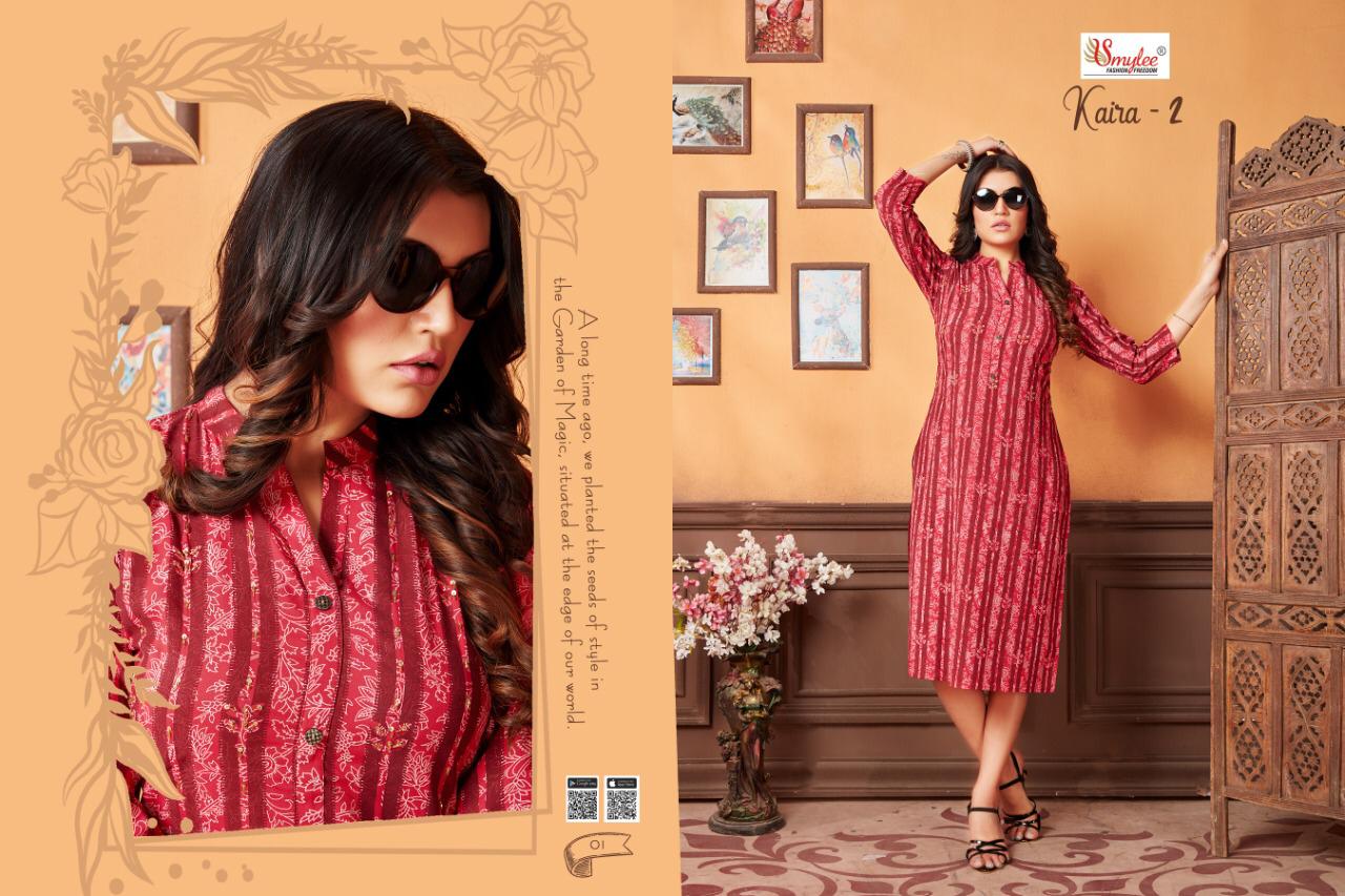 Smylee Kaira 2 Latest Fancy Casual Regular Wear Rayon Printed Kurtis Collection

