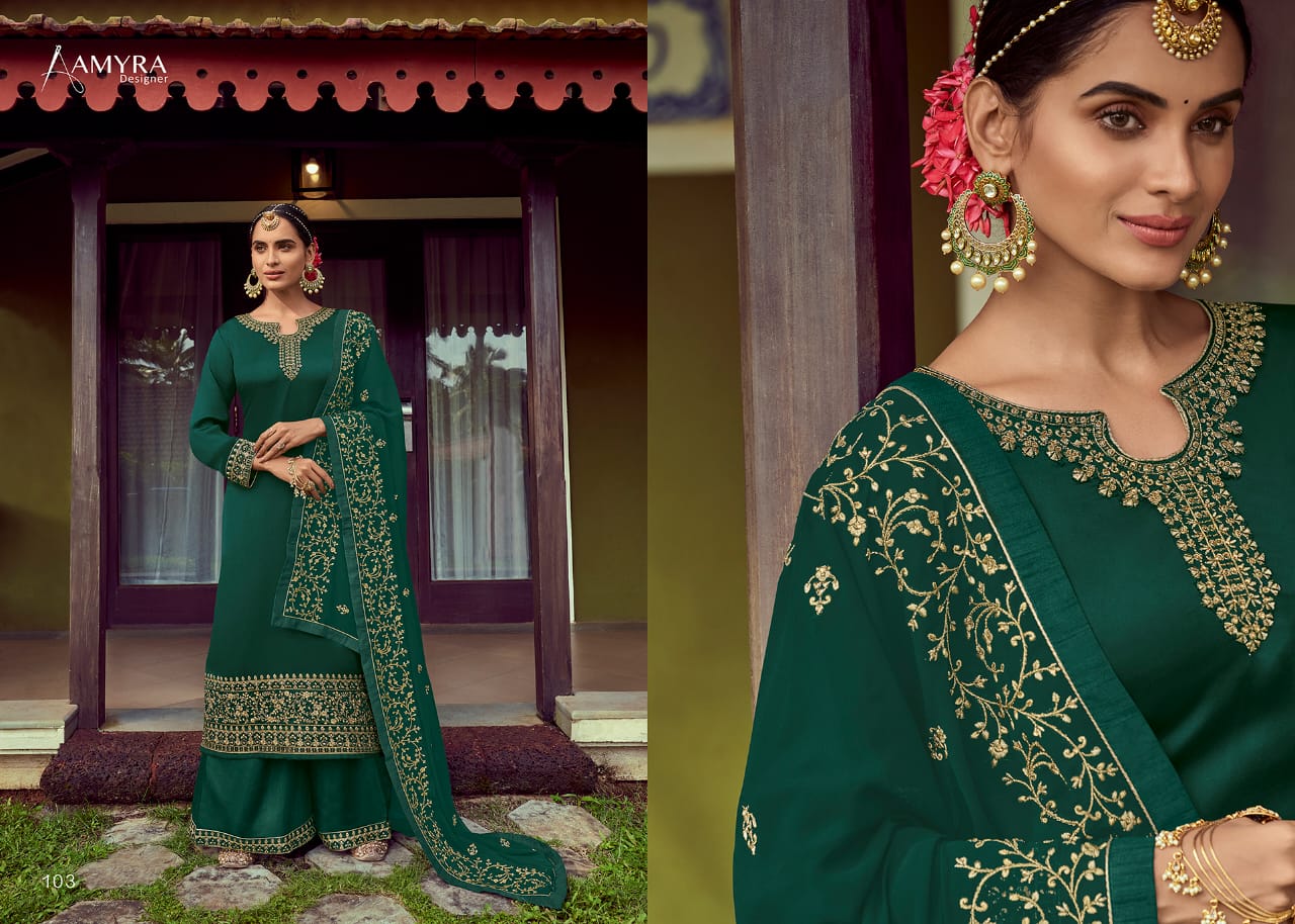 Amyra Designer Butterfly 101 Series Satin Georgette With Heavy Exclusive Embroidery With Fancy Diamond Work Embroidery Salwar Kameez Collection 

