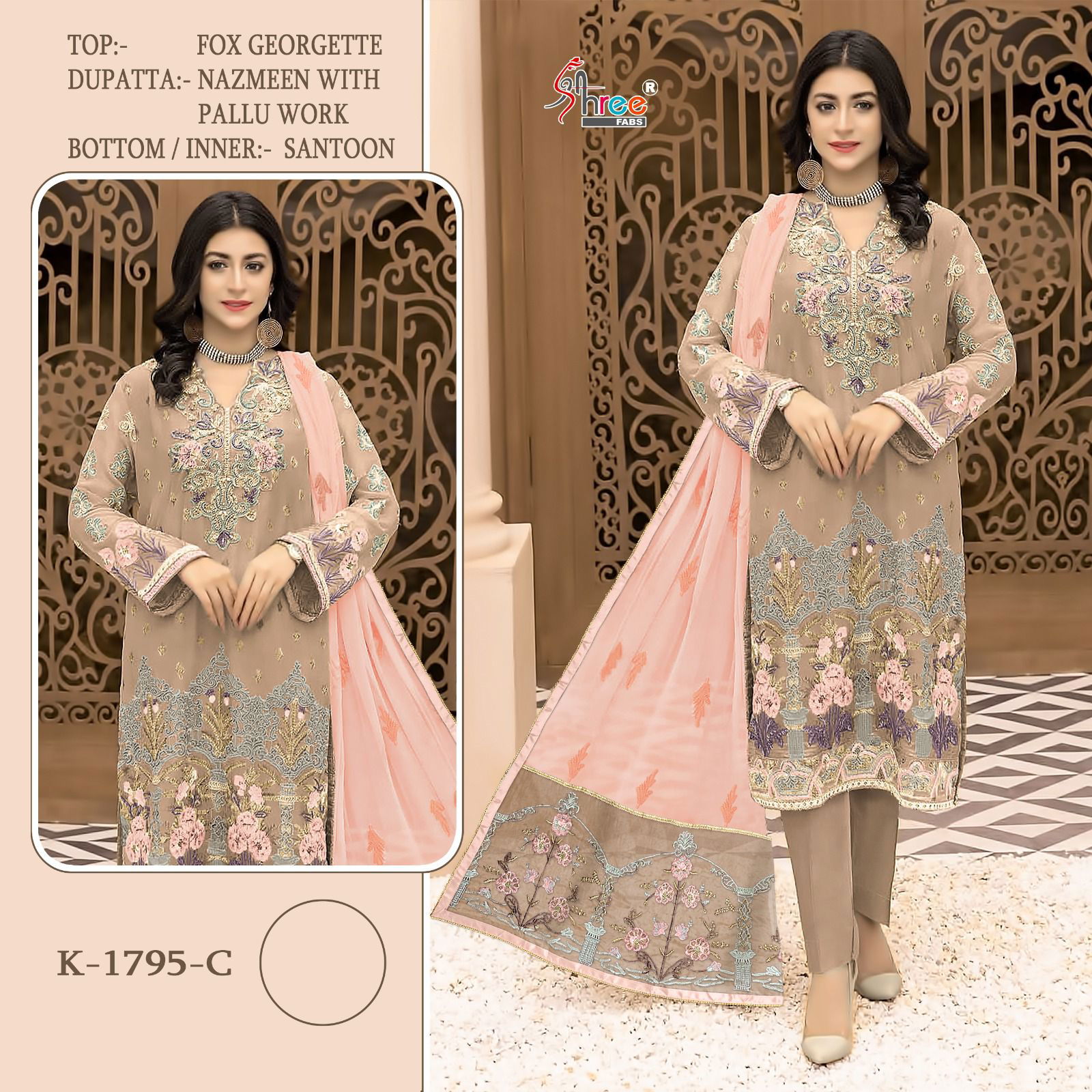 K 1795 Faux Georgette Pakistani Suits Catalog