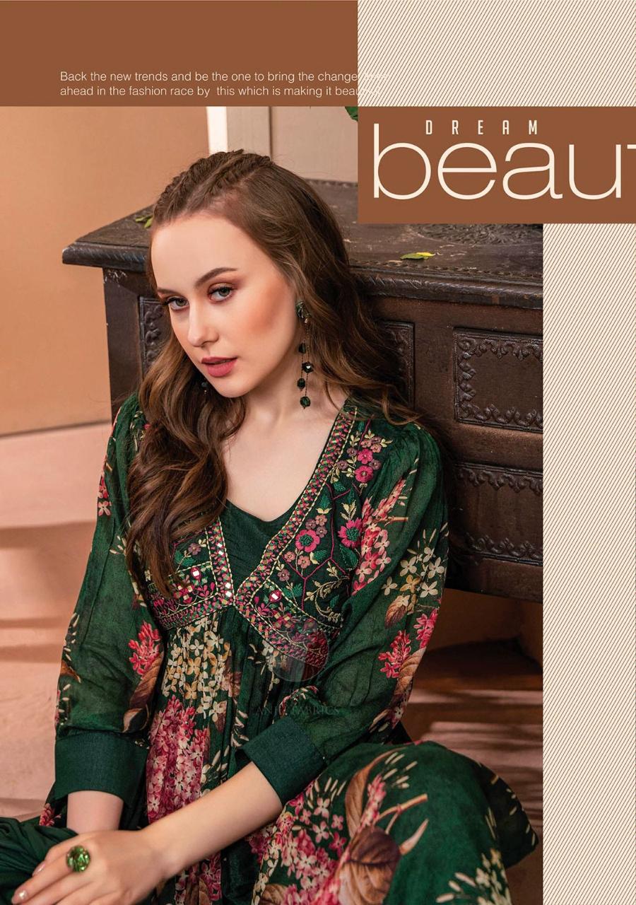 Geet By Anju Fabric Afghani Alia Cut Kurti Bottom With Dupatta
