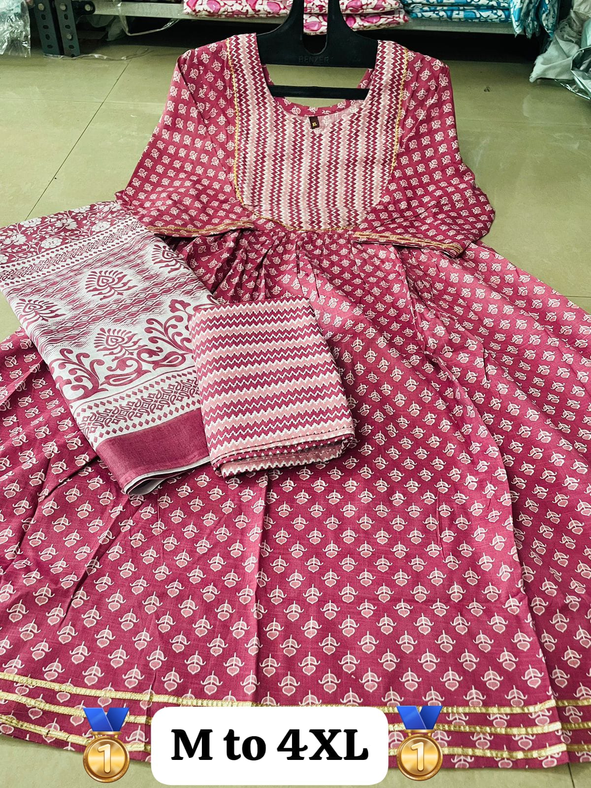 Virat Cotton Printed Anarkali Kurti With Bottom Dupatta Catalog
