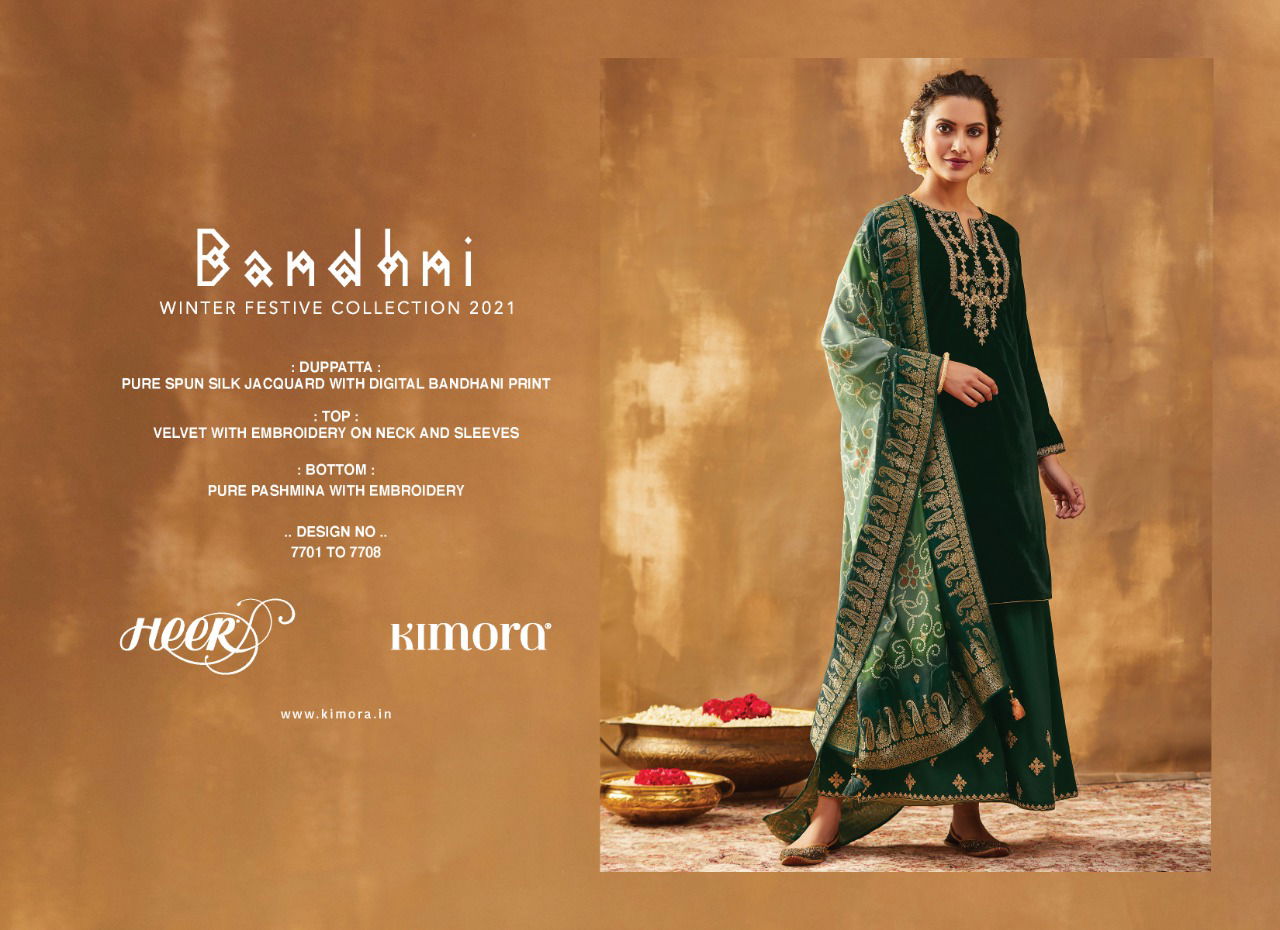 KIMORA BANDHNI Latest Heavy Designer Wedding Wear Pure Spun Silk Jacquard Embroidery with Digital Banadhani Print Salwar Suit Collection 