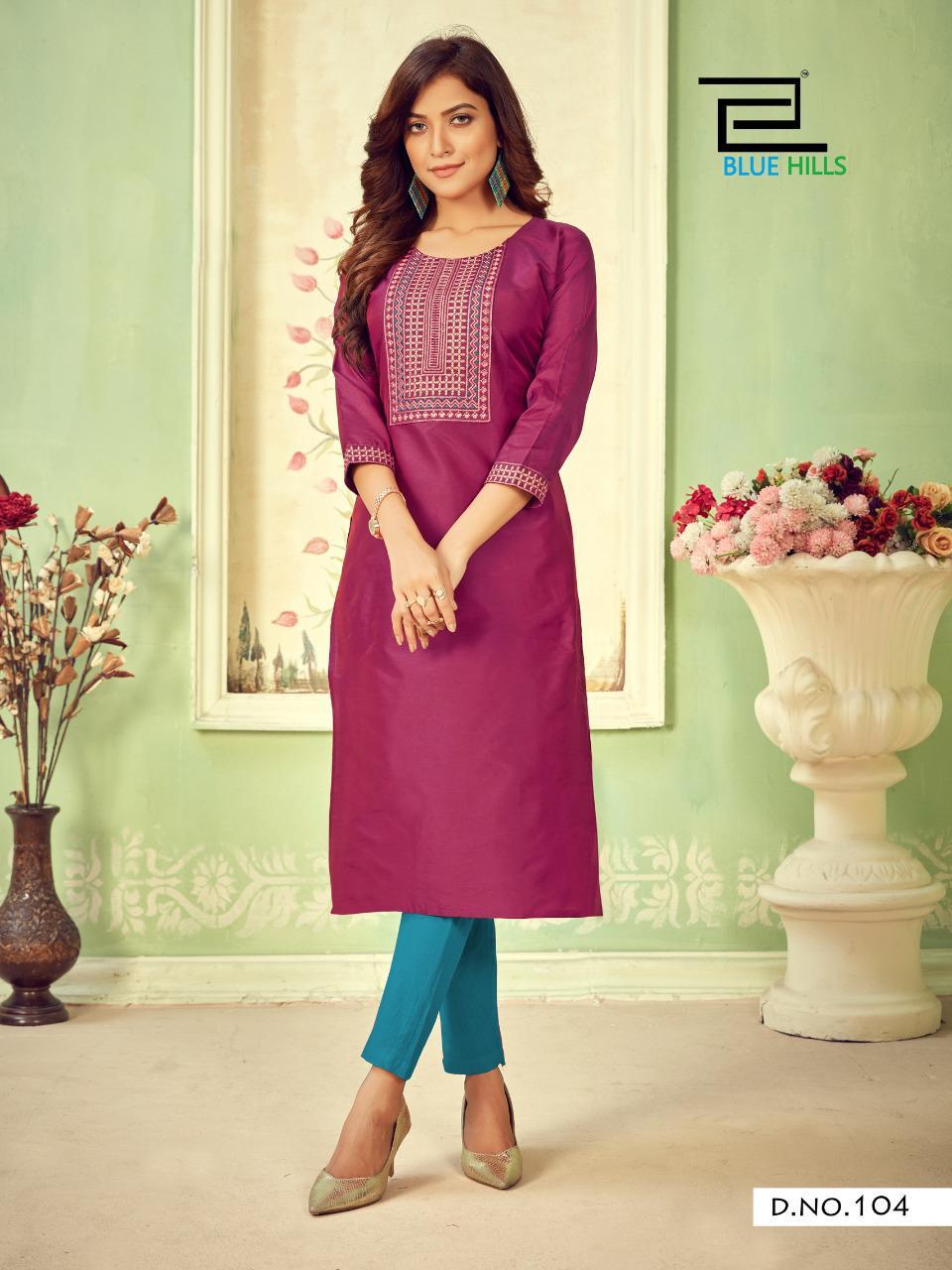 BLUE HILLS SOLID VOL 3 Ethnic Wear Cotton tapeta neck Embroidery Kurti