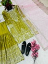 SR 1614 Designer Chinnon Silk Party Wear Readymade Top Sharara With Dupatta Exporters In India