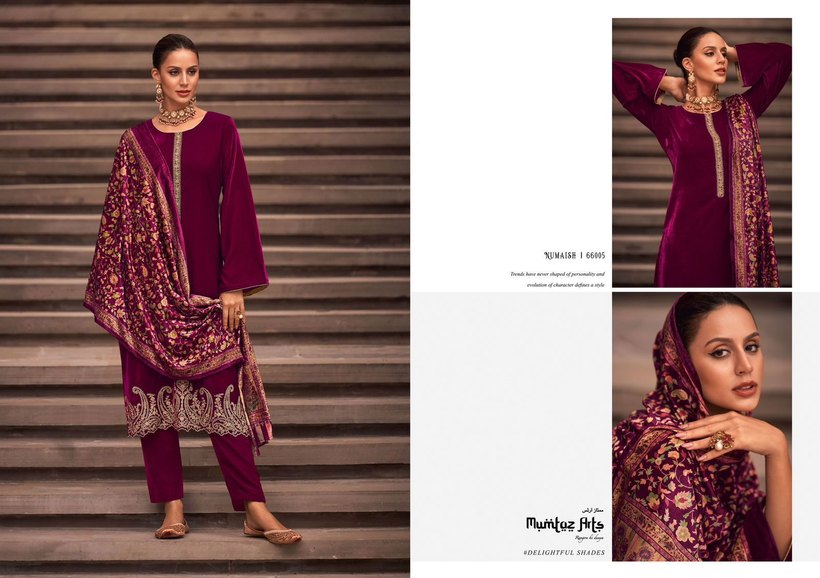 Mumtaz Numaish Winter Wear Velvet Embroidery Salwar Kameez Catalog
