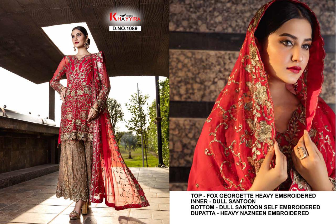Khayyira Zebtan Fancy Festive Wear Faux Georgette Embroidery And Stone Work Pakistani Salwar Suits Collection