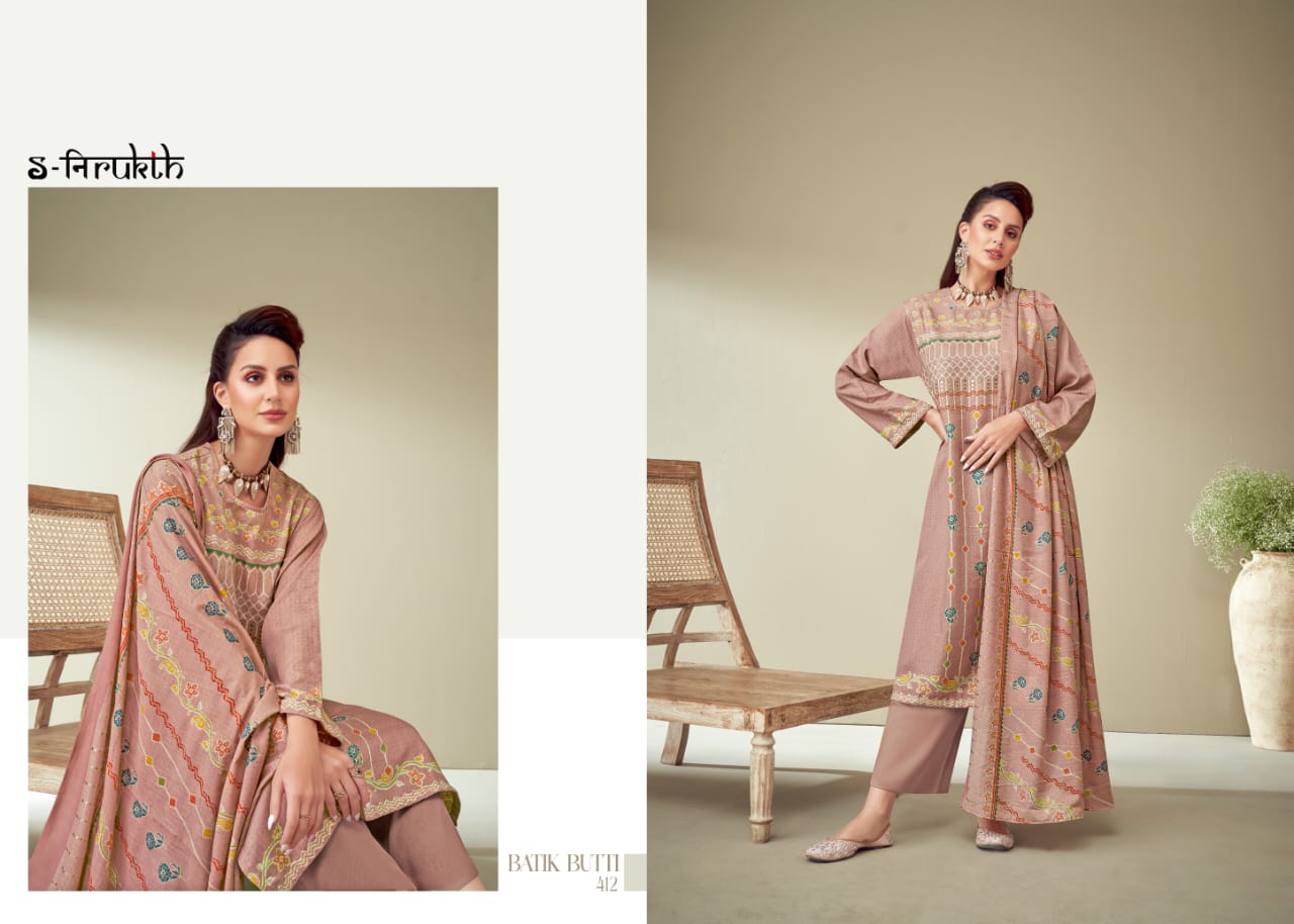 Batik Butti S Nirukth Pashmina Dress Material Catalog