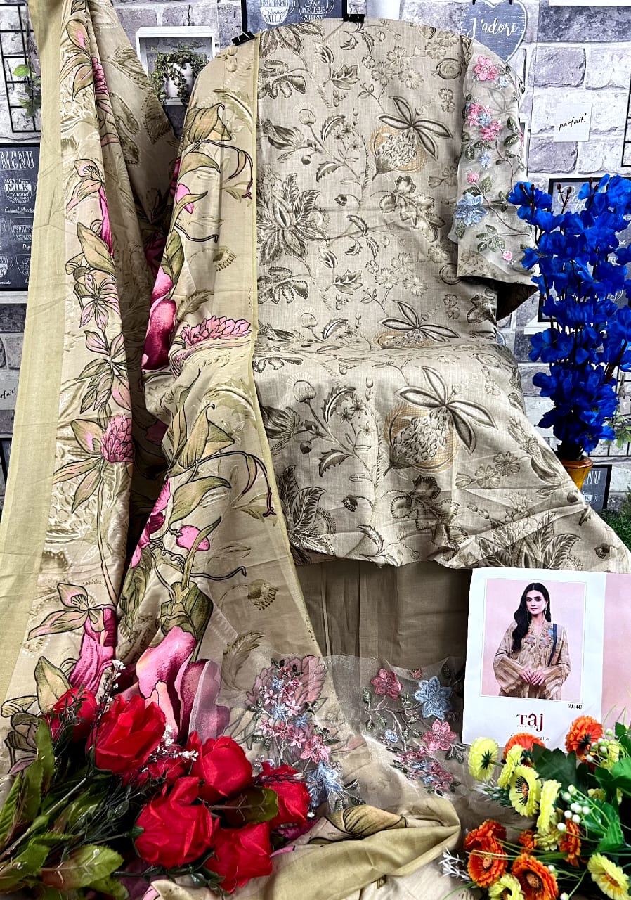 Taj 445 And 447 Cotton Pakistani Suits Wholesale Market In Surat With Price
