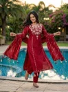 KF 4108 Kalaai Roman Silk Embroidery Kurti With Bottom Dupatta
