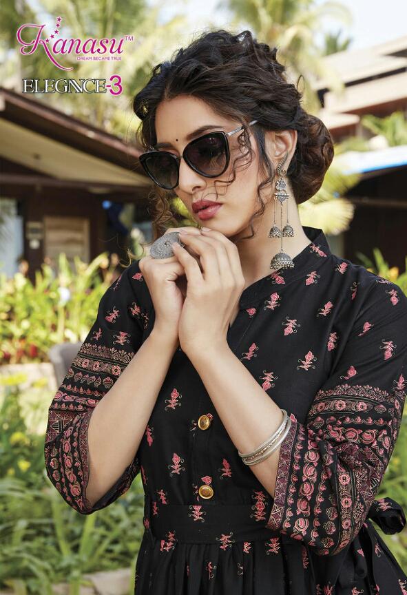 Kanasu Elegance 3 Latest Fancy Designer Heavy Casual Wear Rayon Gold Printed Stylish Kurti Collection
