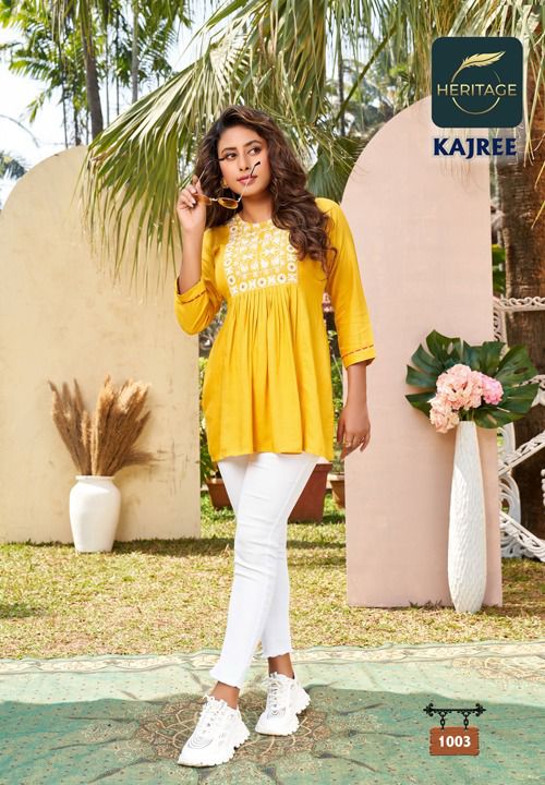Heritage Kajree New Designer Ethnic Wear Rayon Fancy Top Collection