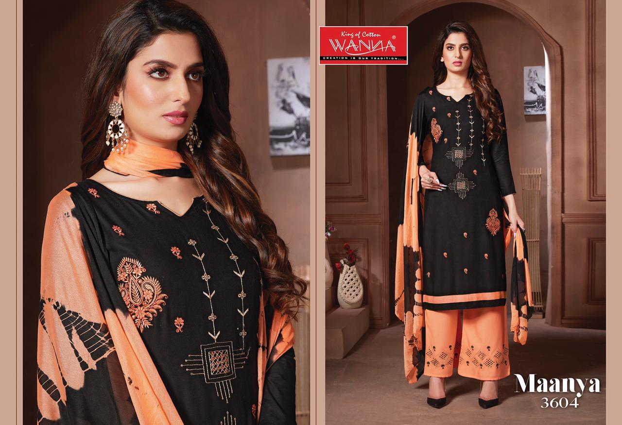 Wanna Maanya Latest Designer Plazzo Style Exclusive Rayon Casual Wear Dress Material Collection