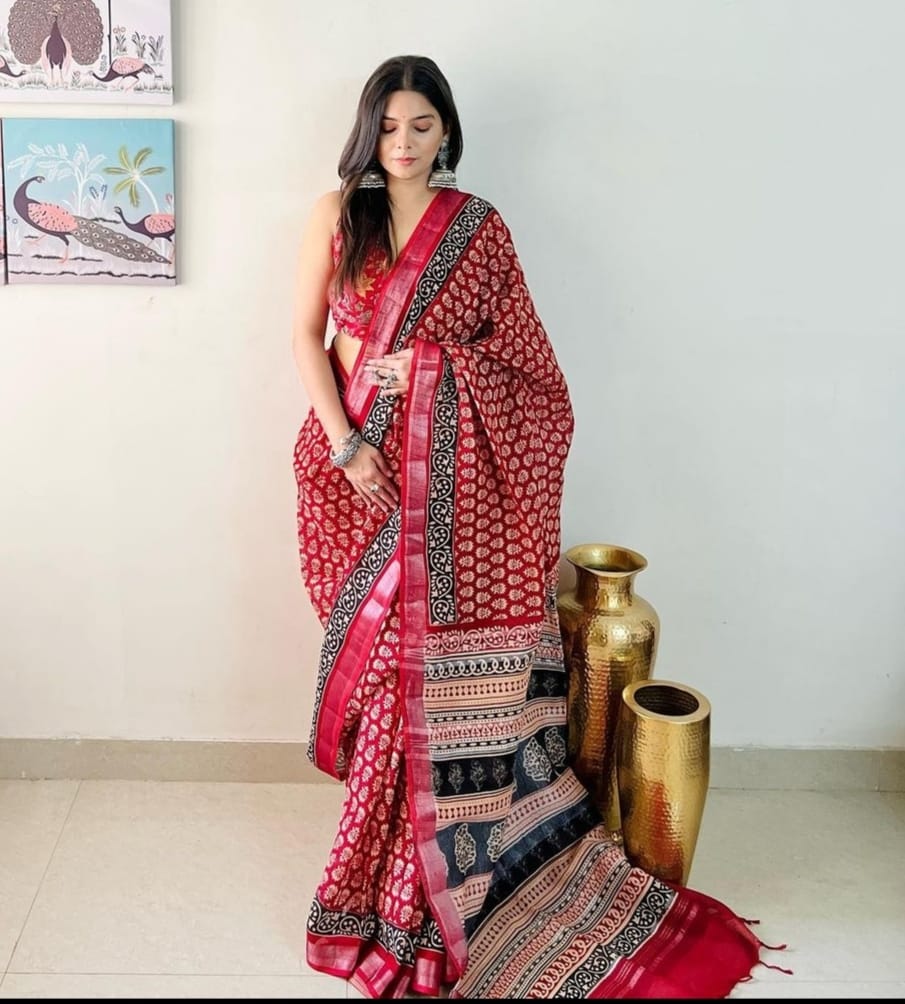 VK 4154 Linen Printed Daily Wear Sarees Catalog
