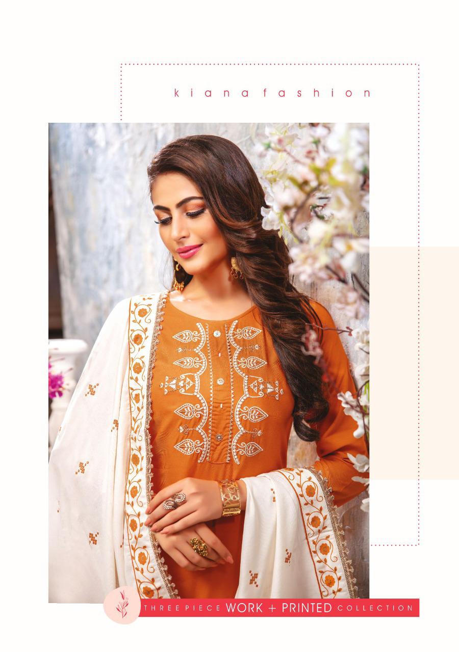 KIANA AITBAAR VOL-3 Latest Designer Fancy Festive Wear Rayon Top With Embroidery Work And Gold Print Readymade Salwar Suit Collection
