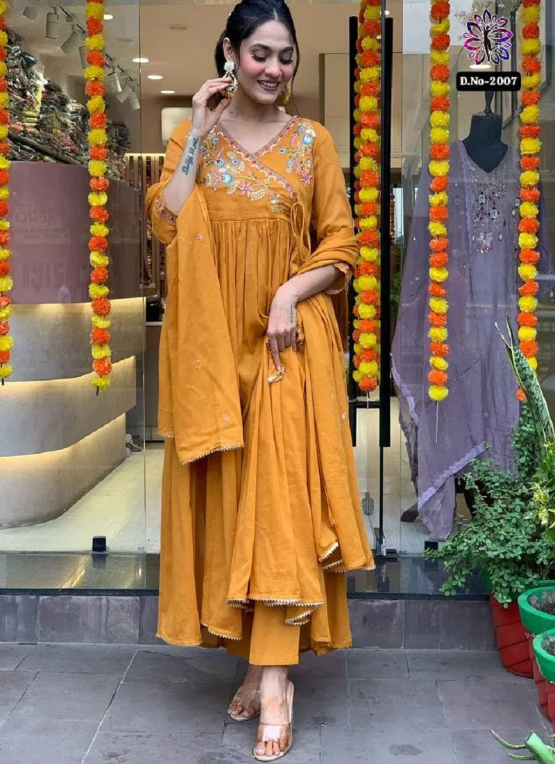 KF 2007 Kalaai Viscose Chanderi Kurti With Bottom Dupatta Orders In India