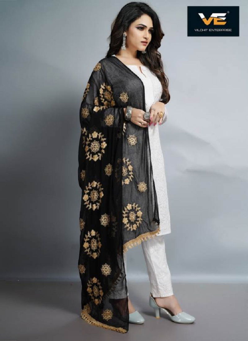 Heavy Black Border 1 Heavy Naznin Dupatta Collection