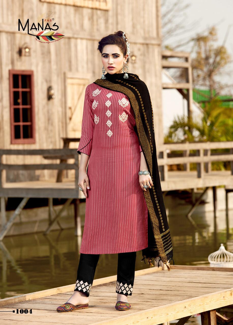Manas Glamour City Ethnic Wear Rayon Embroidery Work Ready Made Salwar Suit Collection
