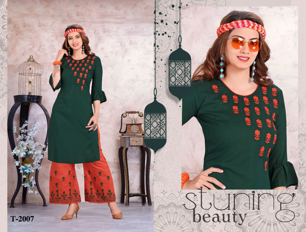 Trendy Colours Latest Fancy Designer Heavy Rayon Casual Wear Embroidery Kurti With Bottom Collection
