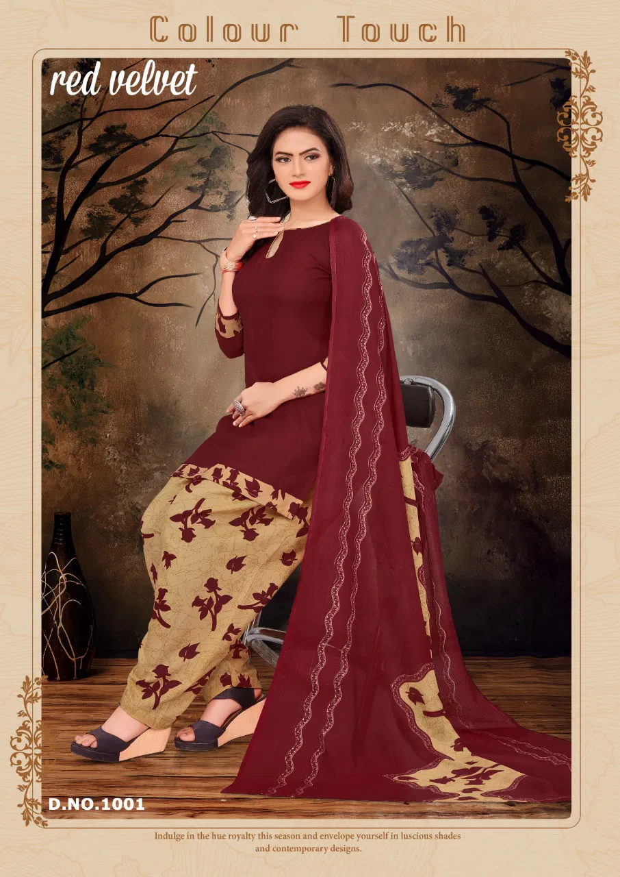 Amit Red Velvet Regular Ethnic Patiyala Wear Printed Cotton Collection
