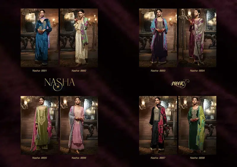 Nasha By Kimora Heer Velvet Pashmina Dress Material Suppliers In India