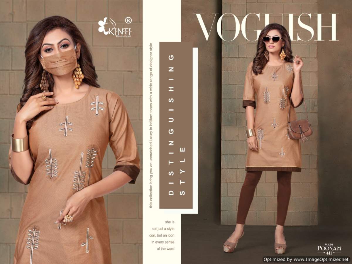 Kinti Poonam 4 Latest Regular Wear Handloom Cotton Embroidery Kurtis Collection
