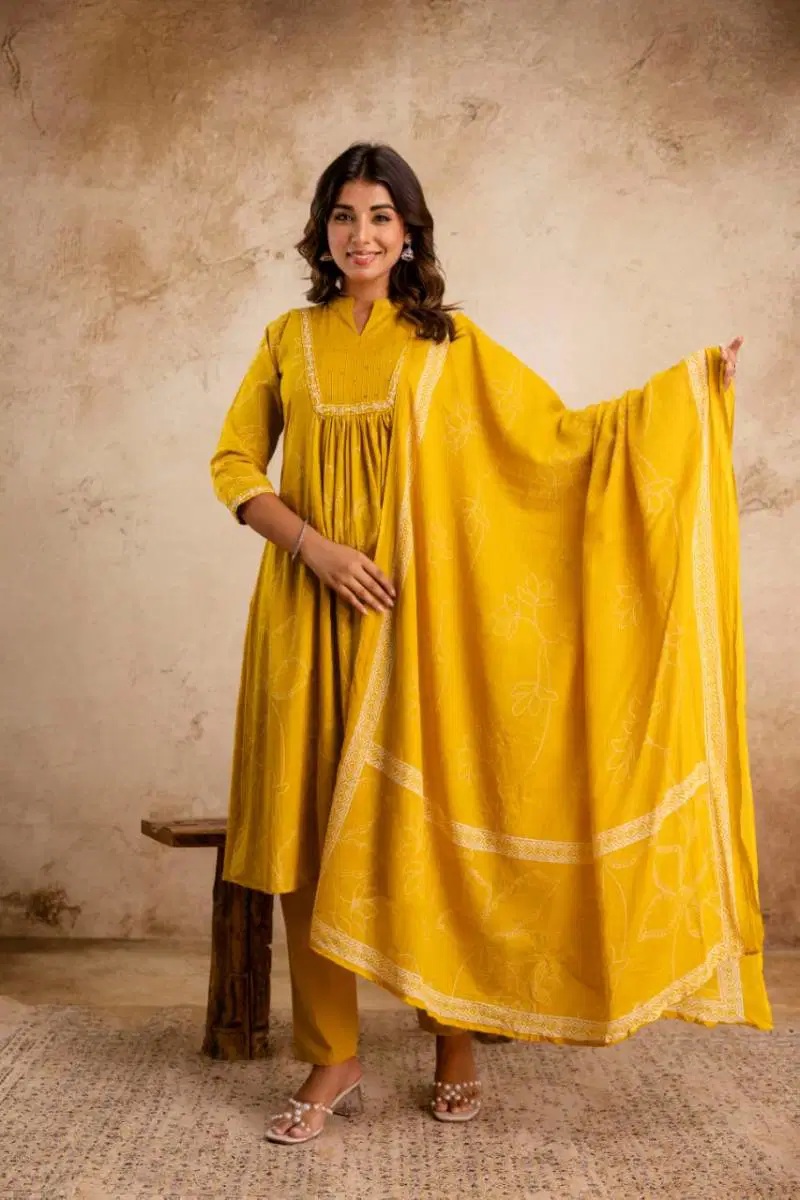 Naisha K 32 Cotton Embroidered Kurti Bottom With Dupatta Bulk Orders In India