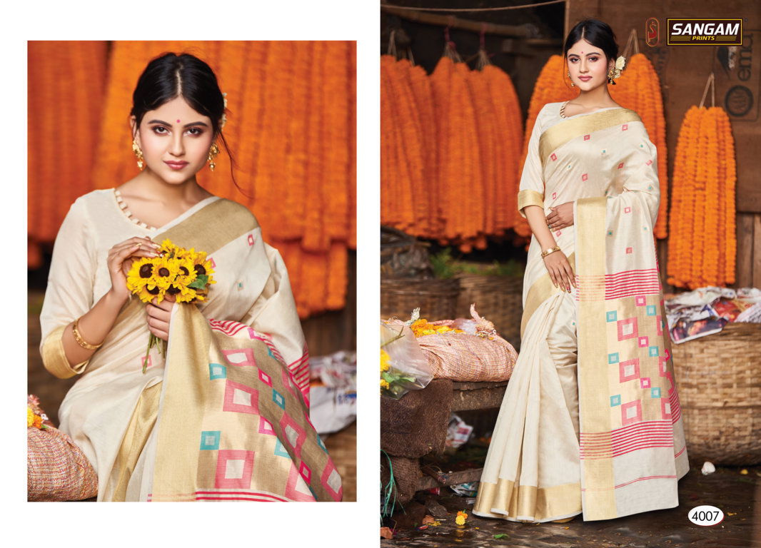 Sangam Aaradhya Latest Fancy Designer Festive Wear Heavy  Handloom Cotton Saree Collection
