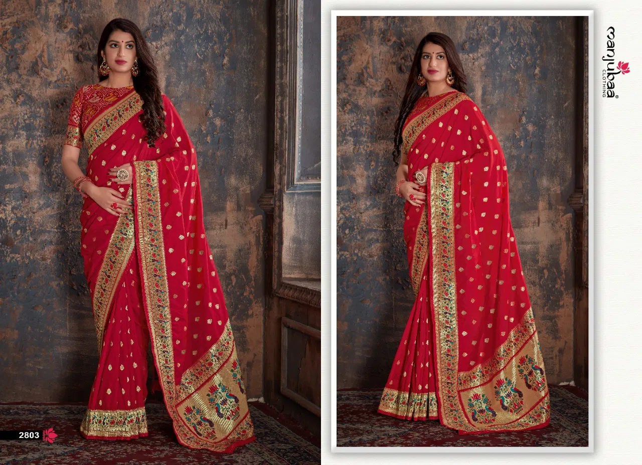 Manjubaa Mahalaxmi Latest Fancy Silk Festive Wear Heavy Pure Banarasi Sarees Collection
