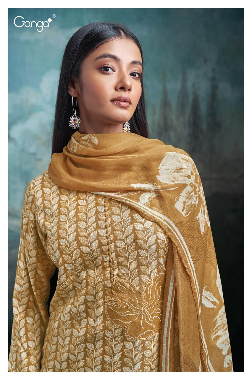 Skylar 2073 By Ganga Pashmina Kurti Bottom Dupatta Dress Material Catalog 